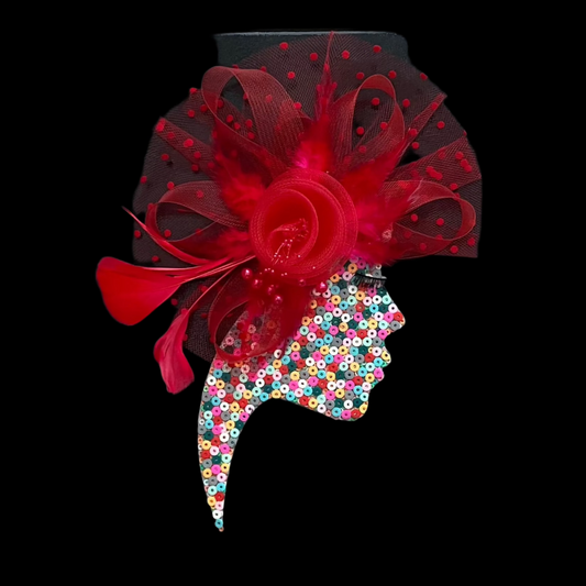 Red Hat Woman Face Silhouette