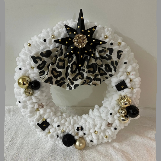 White Animal Print Wreath