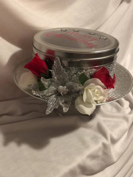 Silver Christmas Cookie Canster